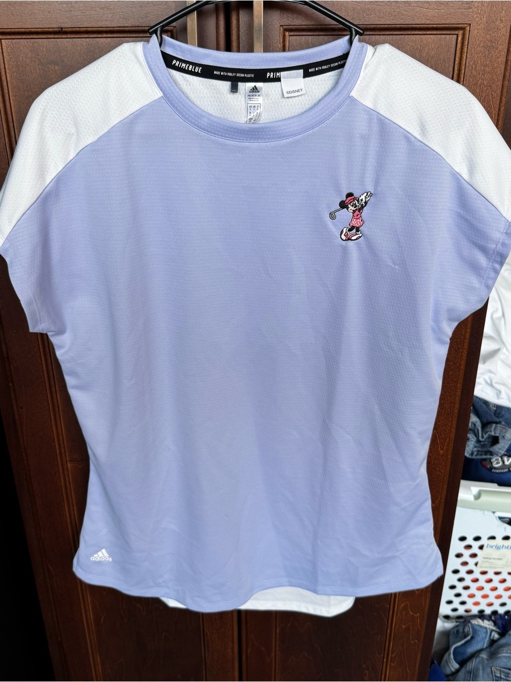 Adidas Golf x Disney Minnie Mouse Primeblue Cap Sleeve Shirt Size L Lavender⁠